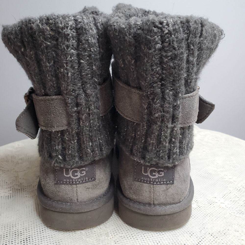 UGG Cambridge Suede Sweater Knit Grey Boots Buckles Size‎ 8 - Picture 5 of 10